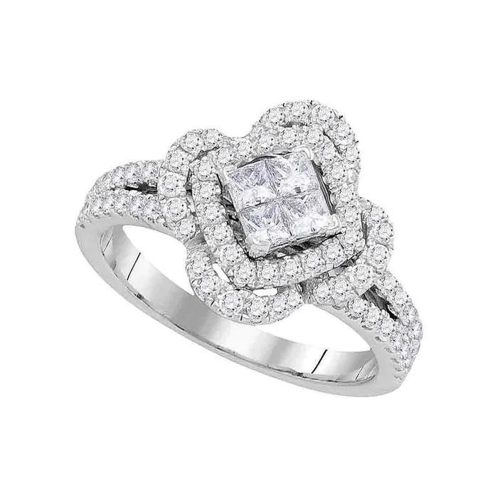 gndatlanta Rings 14k White Gold Princess Diamond Quatrefoil Frame Cluster Ring 78 Cttw gndatlanta Rings 14k White Gold Princess Diamond Quatrefoil Frame Cluster Ring 78 Cttw