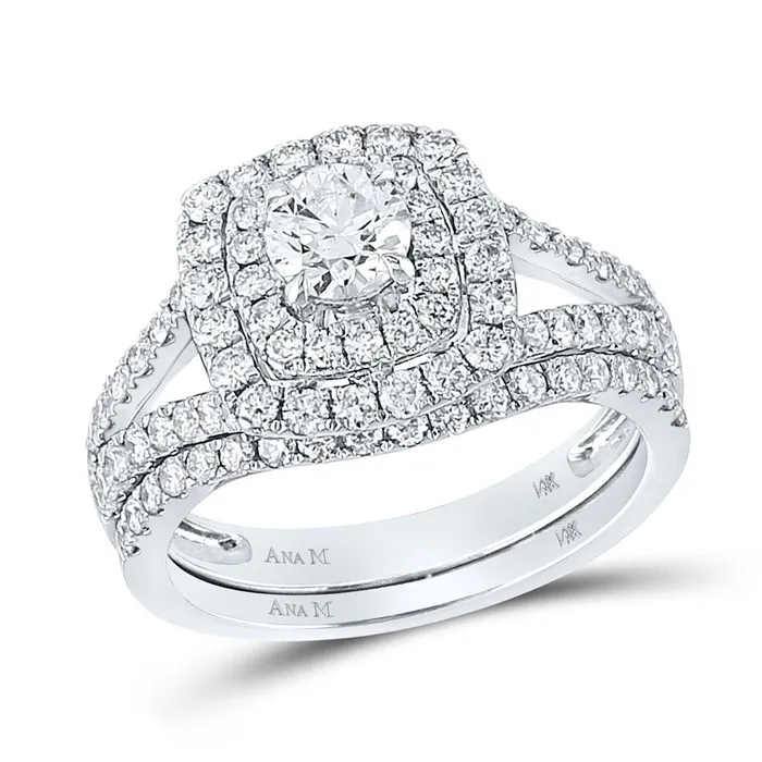gndatlanta Rings 14k White Gold Round Diamond Bridal Wedding Ring Set 158 Cttw gndatlanta Rings 14k White Gold Round Diamond Bridal Wedding Ring Set 158 Cttw