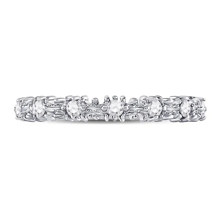 gndatlanta Rings 14k White Gold Round Diamond Stackable Band Ring 16 Cttw