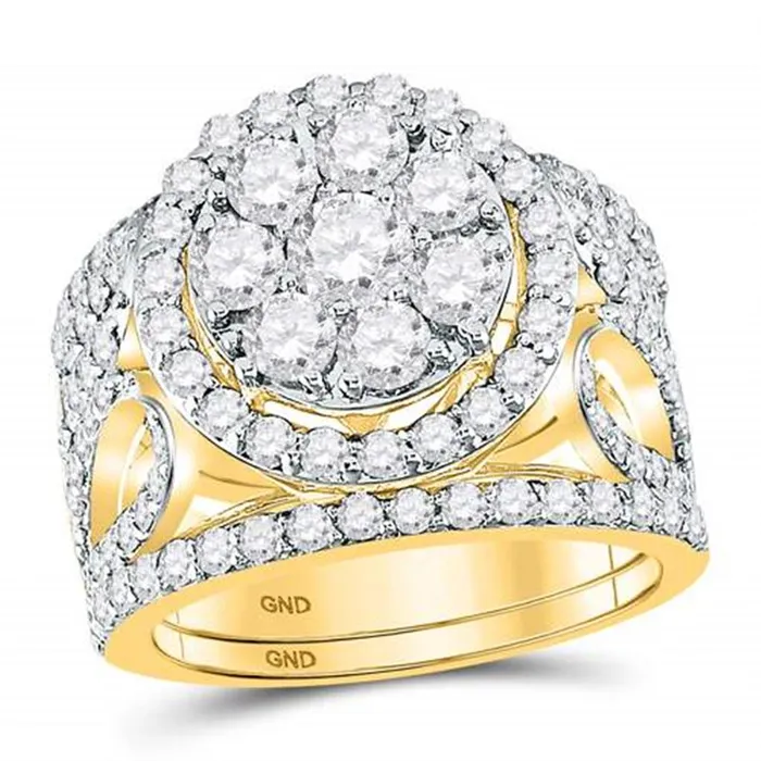 gndatlanta Rings 14k Yellow Gold Round Diamond Bridal Wedding Ring Set 3 Cttw gndatlanta Rings 14k Yellow Gold Round Diamond Bridal Wedding Ring Set 3 Cttw