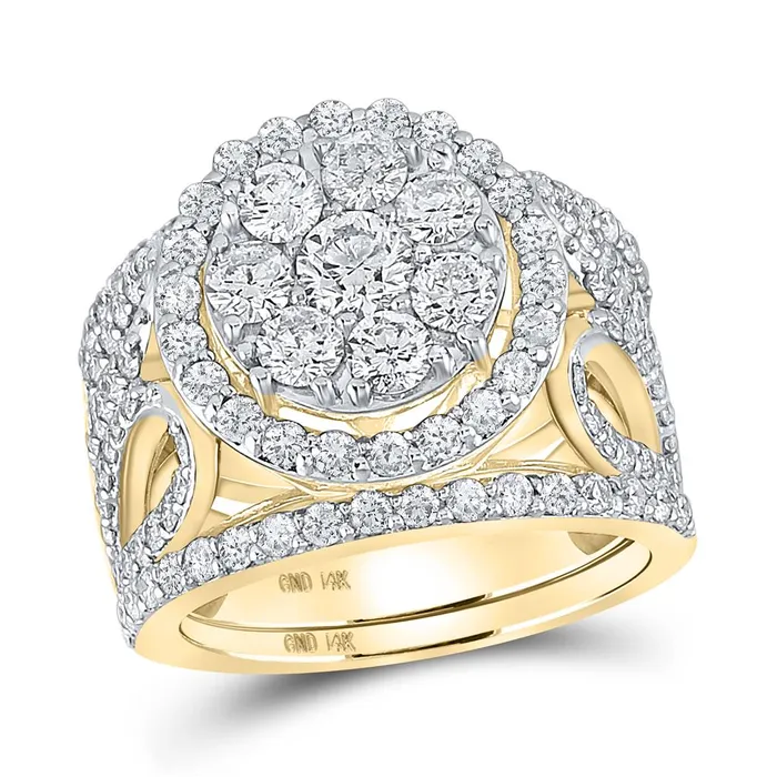 gndatlanta Rings 14k Yellow Gold Round Diamond Bridal Wedding Ring Set 3 Cttw