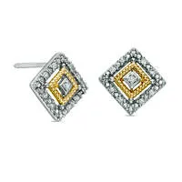 Goldia 01 CT TW Diamond Tilted Square Stud Earrings in Sterling Silver with 14K Gold Plate Earrings Goldia 01 CT TW Diamond Tilted Square Stud Earrings in Sterling Silver with 14K Gold Plate Earrings