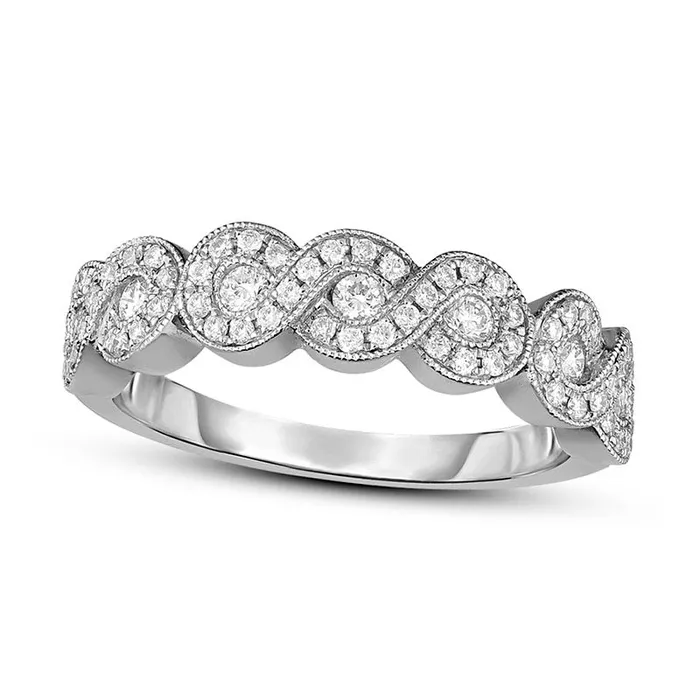 Goldia 038 CT TW Natural Diamond Infinity Antique VintageStyle Band in Solid 10K White Gold Rings Goldia 038 CT TW Natural Diamond Infinity Antique VintageStyle Band in Solid 10K White Gold Rings