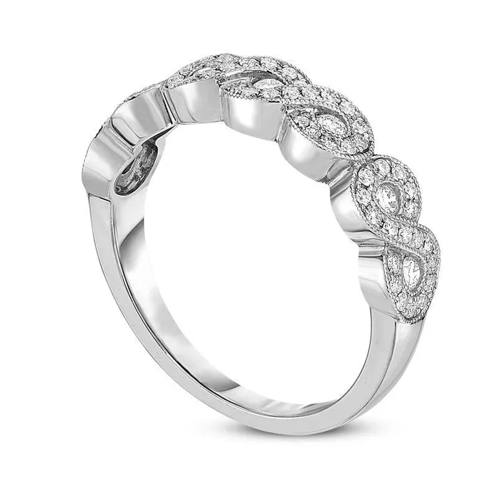 Goldia 038 CT TW Natural Diamond Infinity Antique VintageStyle Band in Solid 10K White Gold Rings Goldia 038 CT TW Natural Diamond Infinity Antique VintageStyle Band in Solid 10K White Gold Rings