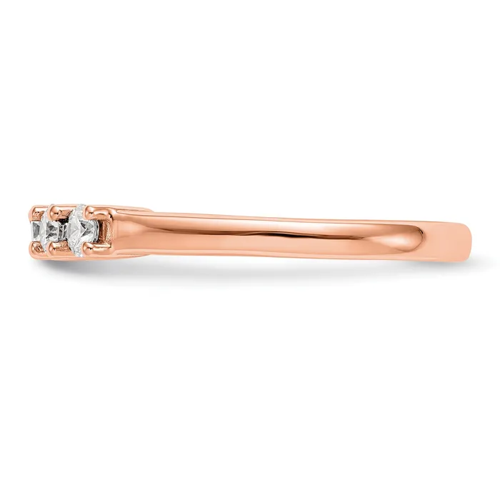 Goldia 110ct CZ Solid Real 14K Rose Gold 5Stone Wedding Band Ring Rings
