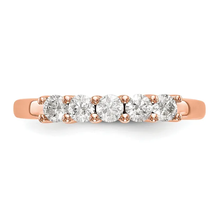 Goldia 110ct CZ Solid Real 14K Rose Gold 5Stone Wedding Band Ring Rings