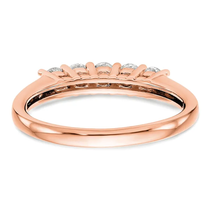Goldia 110ct CZ Solid Real 14K Rose Gold 5Stone Wedding Band Ring Rings