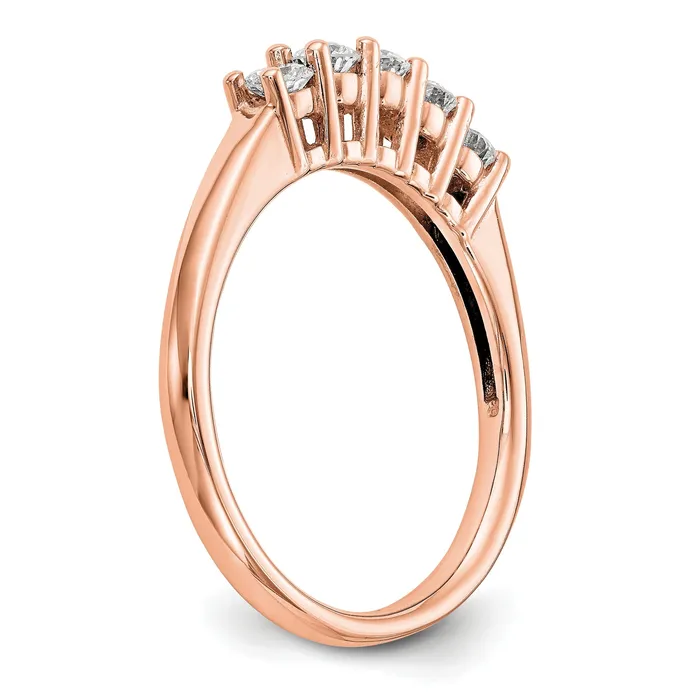 Goldia 110ct CZ Solid Real 14K Rose Gold 5Stone Wedding Band Ring Rings