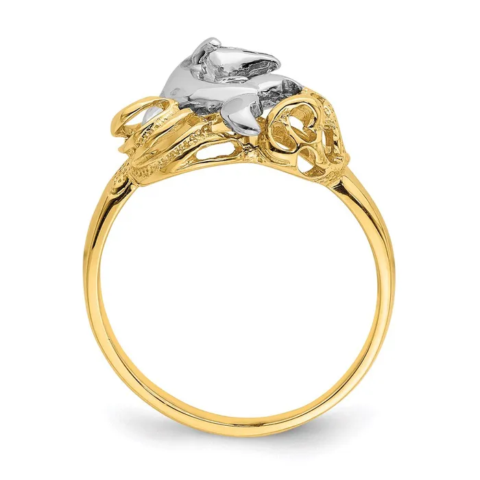 Goldia 14k TwoTone Gold Dolphin Wave Ring Rings
