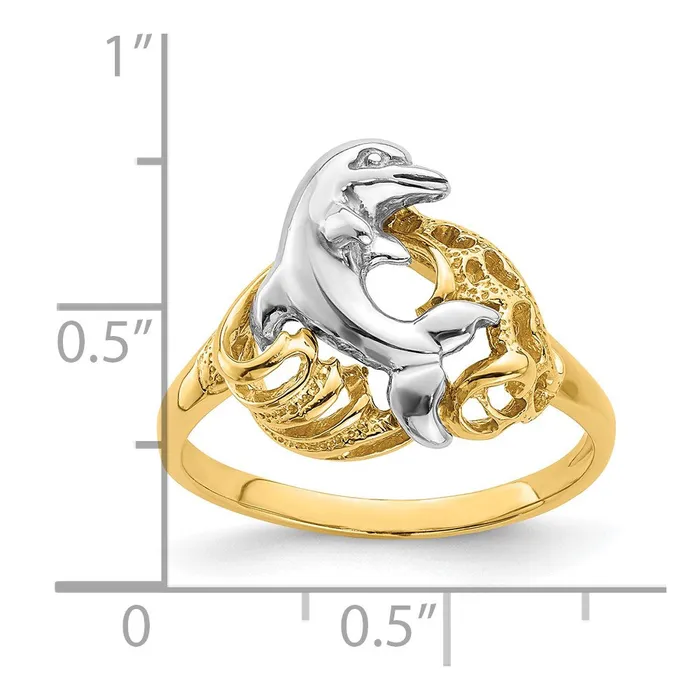 Goldia 14k TwoTone Gold Dolphin Wave Ring Rings