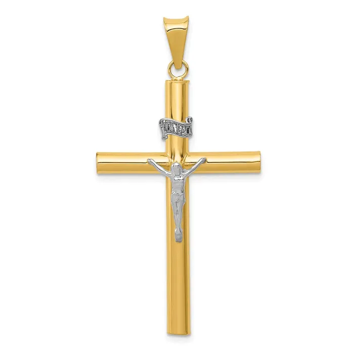 Goldia 14k Twotone Gold INRI Crucifix Pendant Rings
