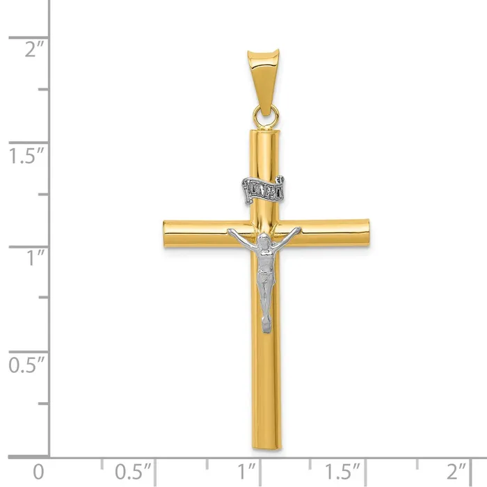 Goldia 14k Twotone Gold INRI Crucifix Pendant Rings