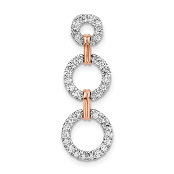 Goldia 14k TwoTone Rose and White Gold 38 Ct Lab Grown Diamond VSSI G Triple Circle Drop Chain Slide Pendant Rings Goldia 14k TwoTone Rose and White Gold 38 Ct Lab Grown Diamond VSSI G Triple Circle Drop Chain Slide Pendant Rings