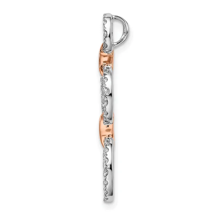 Goldia 14k TwoTone Rose and White Gold 38 Ct Lab Grown Diamond VSSI G Triple Circle Drop Chain Slide Pendant Rings