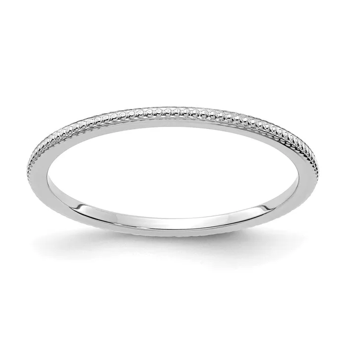 Goldia 14K White Gold 12mm Bead Stackable Band Rings