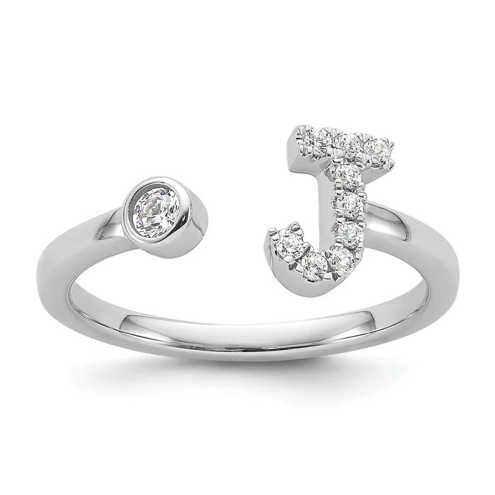 Goldia 14k White Gold 16 Ct Lab Grown Diamond VSSI G Initial J Adjustable Ring Rings Goldia 14k White Gold 16 Ct Lab Grown Diamond VSSI G Initial J Adjustable Ring Rings