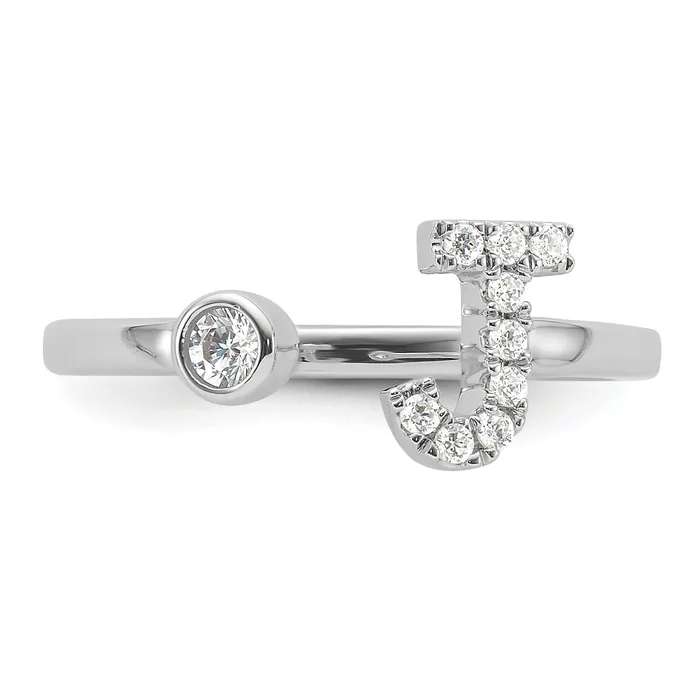 Goldia 14k White Gold 16 Ct Lab Grown Diamond VSSI G Initial J Adjustable Ring Rings