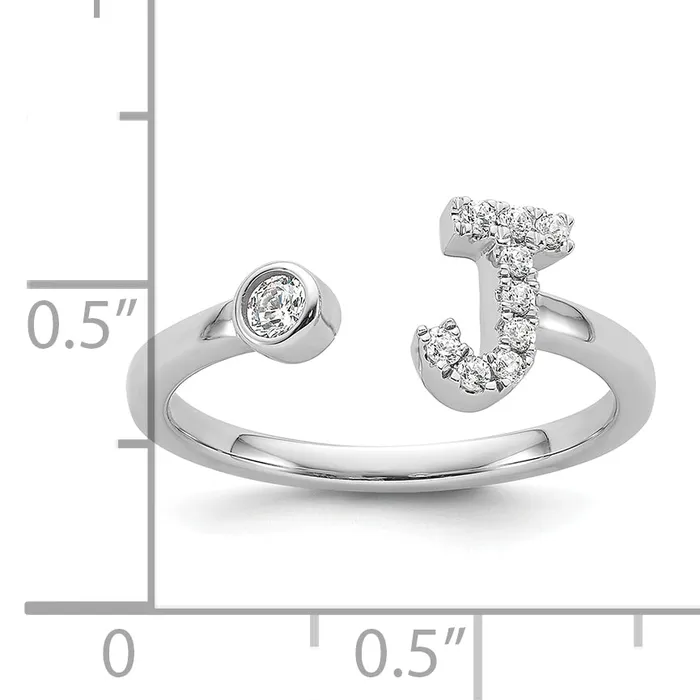 Goldia 14k White Gold 16 Ct Lab Grown Diamond VSSI G Initial J Adjustable Ring Rings