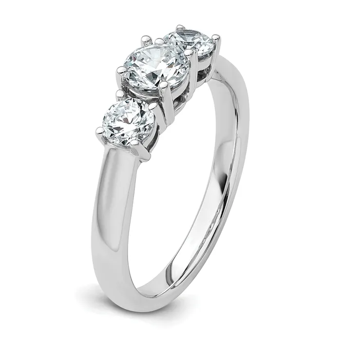 Goldia 14k White Gold 1 Ct Certified Lab Grown Diamond VSSI G Three Stone Engagement Ring Rings