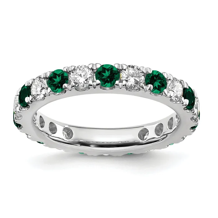 Goldia 14k White Gold 1 Ct Lab Grown Diamond VSSI G and Lab Created Emerald Eternity Band Ring Rings Goldia 14k White Gold 1 Ct Lab Grown Diamond VSSI G and Lab Created Emerald Eternity Band Ring Rings