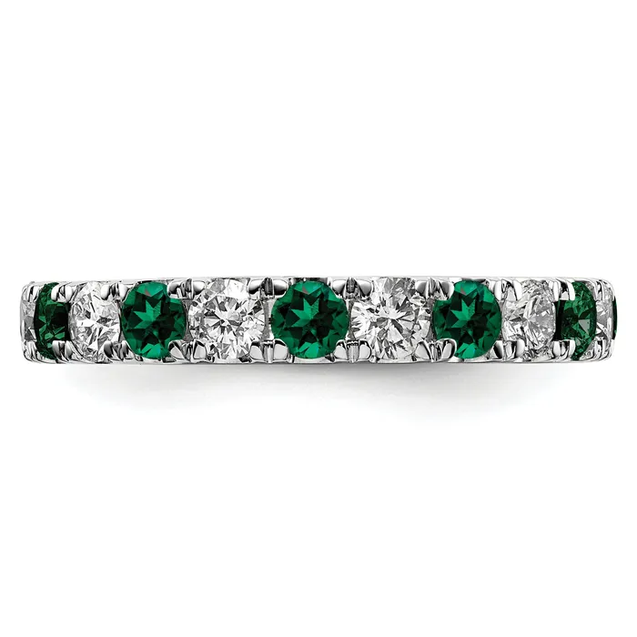 Goldia 14k White Gold 1 Ct Lab Grown Diamond VSSI G and Lab Created Emerald Eternity Band Ring Rings