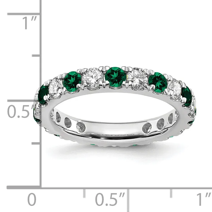 Goldia 14k White Gold 1 Ct Lab Grown Diamond VSSI G and Lab Created Emerald Eternity Band Ring Rings