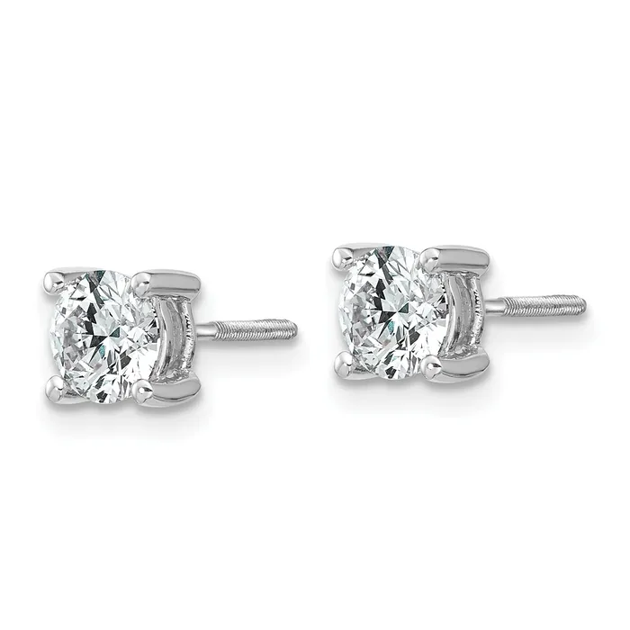 Goldia 14k White Gold 1 ctw Certified Lab Grown Diamond VSSI G Round 4 Prong Heavy Wt Screwback Stud Earrings Earrings