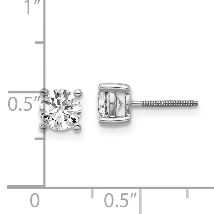 Goldia 14k White Gold 1 ctw Certified Lab Grown Diamond VSSI G Round 4 Prong Heavy Wt Screwback Stud Earrings Earrings