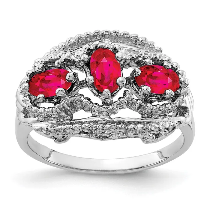 Goldia 14k White Gold 5x3mm Oval Ruby ring Rings