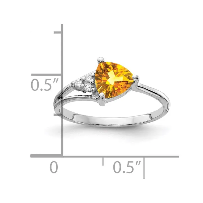 Goldia 14k White Gold 6mm Citrine AAA Diamond ring Rings