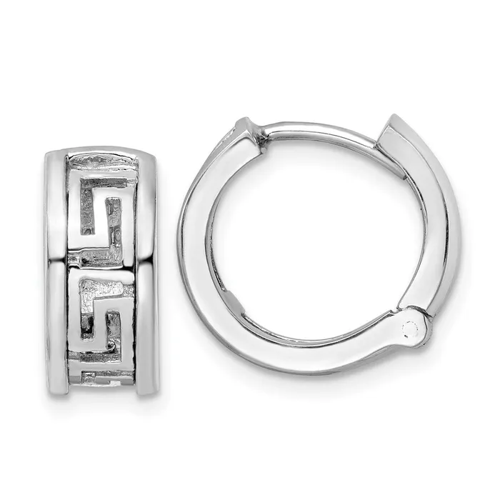 Goldia 14k White Gold CutOut Greek Key Design Earrings Earrings