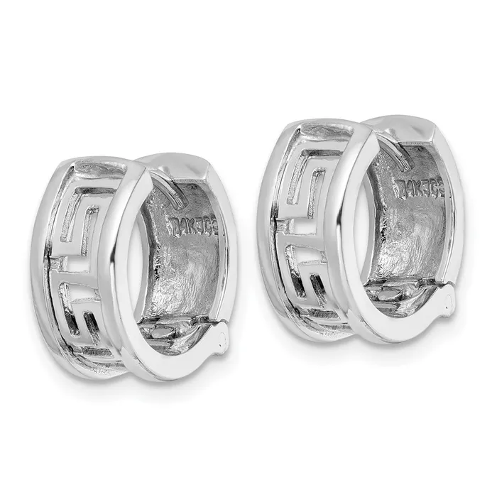 Goldia 14k White Gold CutOut Greek Key Design Earrings Earrings