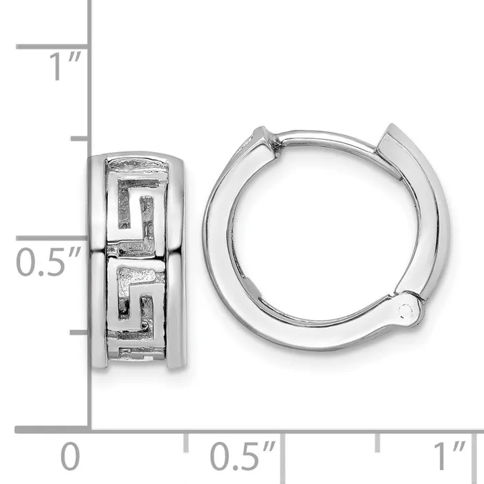 Goldia 14k White Gold CutOut Greek Key Design Earrings Earrings