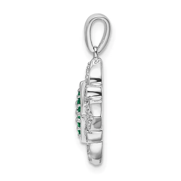 Goldia 14k White Gold Emerald and Real Diamond Vintage Pendant Necklaces