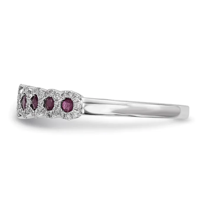 Goldia 14k White Gold Real Diamond and Ruby Polished Ring Rings