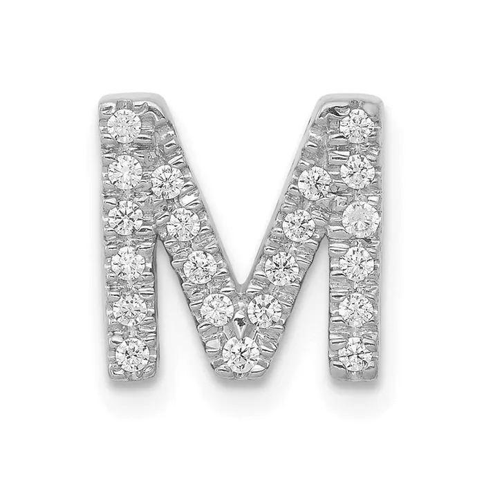 Goldia 14K White Gold Real Diamond Letter M Initial Charm Charm Necklaces Goldia 14K White Gold Real Diamond Letter M Initial Charm Charm Necklaces