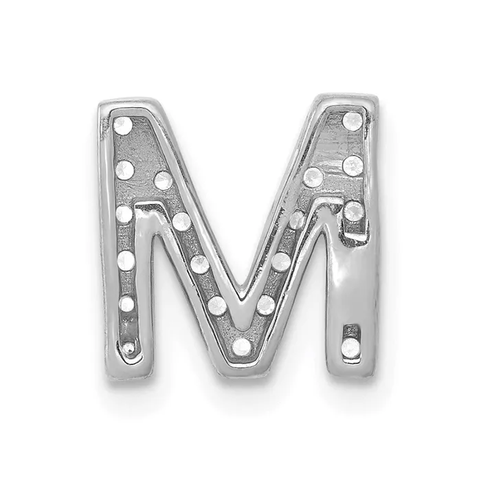 Goldia 14K White Gold Real Diamond Letter M Initial Charm Charm Necklaces