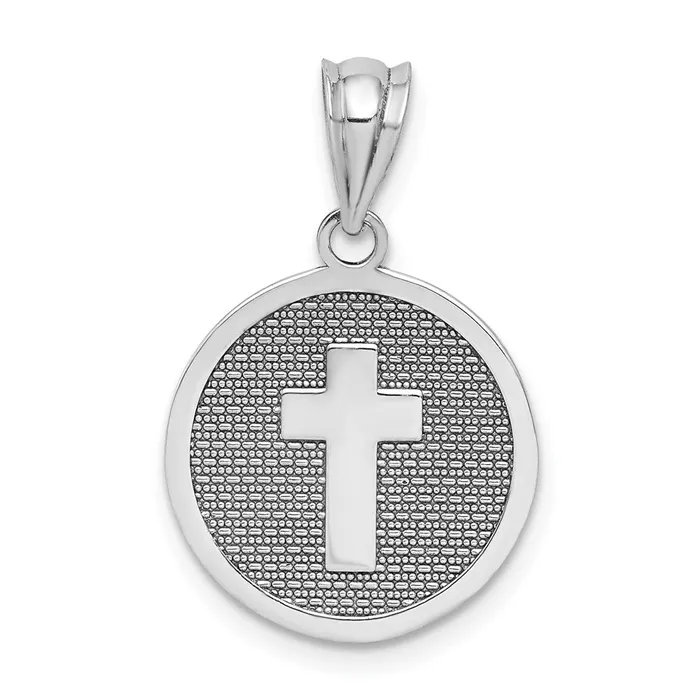 Goldia 14k White Gold Reversible Cross 1st Holy Communion Charm Charm Necklaces