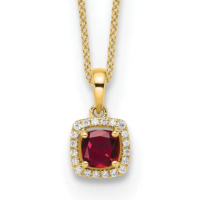Goldia 14k Yellow Gold 110 Ct Lab Grown Diamond VSSI G and Created Ruby 18 inch Pendant Necklace Necklaces Goldia 14k Yellow Gold 110 Ct Lab Grown Diamond VSSI G and Created Ruby 18 inch Pendant Necklace Necklaces