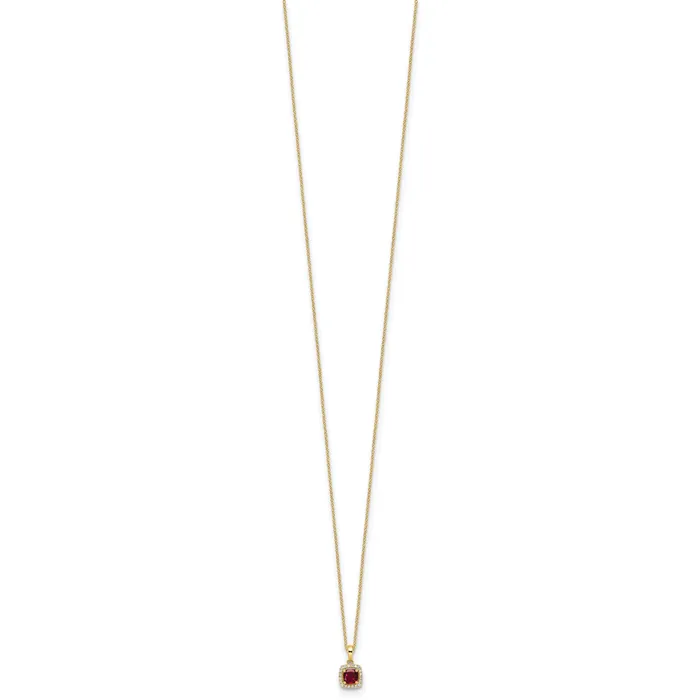 Goldia 14k Yellow Gold 110 Ct Lab Grown Diamond VSSI G and Created Ruby 18 inch Pendant Necklace Necklaces