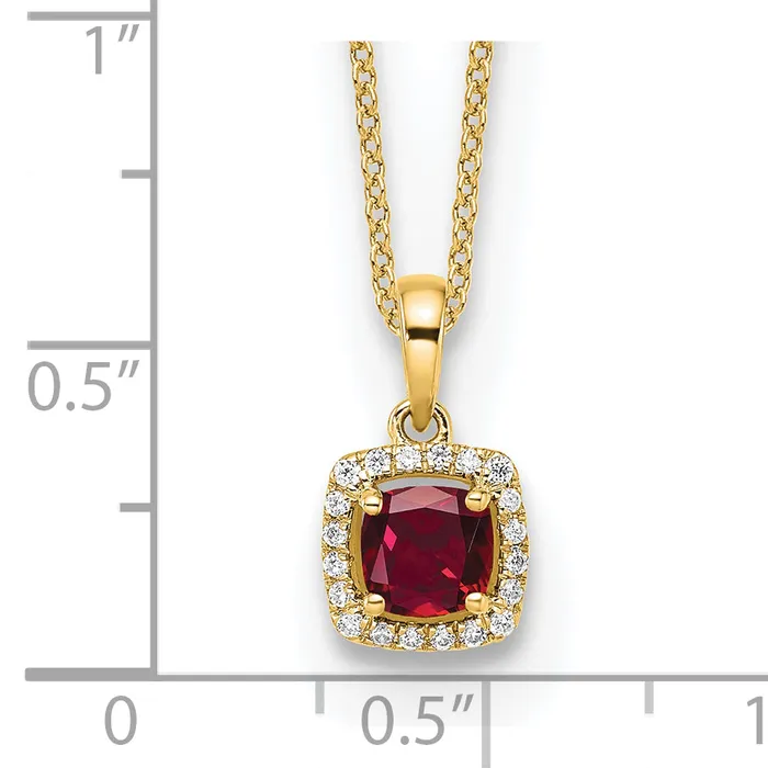 Goldia 14k Yellow Gold 110 Ct Lab Grown Diamond VSSI G and Created Ruby 18 inch Pendant Necklace Necklaces