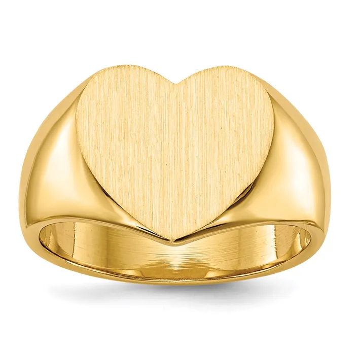 Goldia 14K Yellow Gold 115x125mm Closed Back Heart Signet Ring Rings