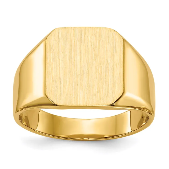 Goldia 14K Yellow Gold 160x145mm Open Back Mens Signet Ring Rings