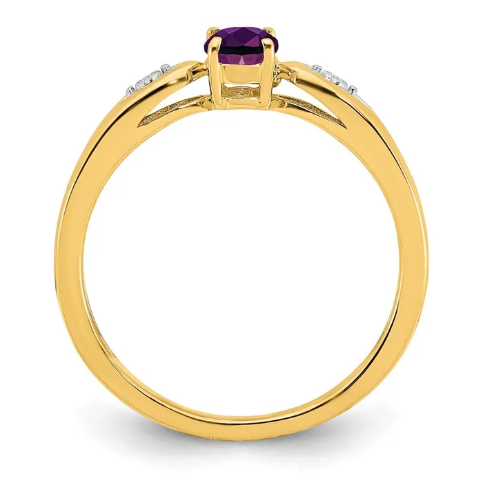 Goldia 14K Yellow Gold Amethyst and Real Diamond Ring Rings