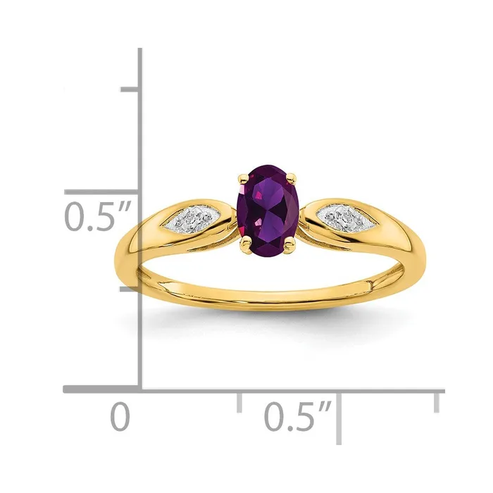 Goldia 14K Yellow Gold Amethyst and Real Diamond Ring Rings