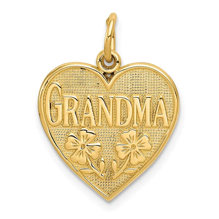 Goldia 14k Yellow Gold GRANDMA Heart Charm Charm Necklaces