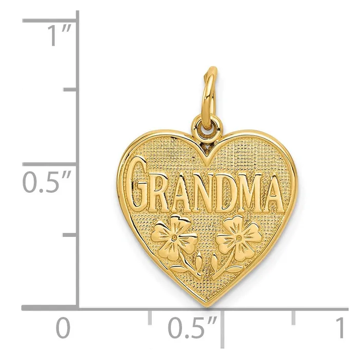 Goldia 14k Yellow Gold GRANDMA Heart Charm Charm Necklaces