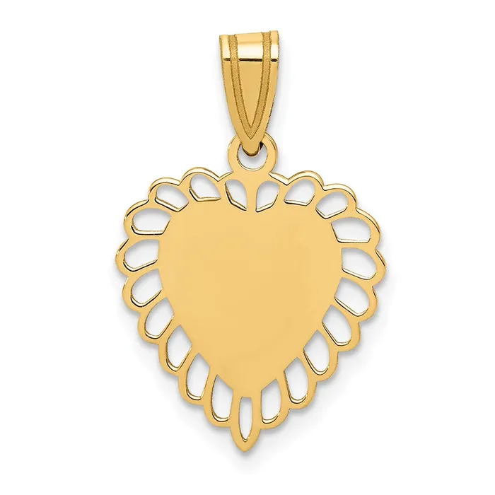 Goldia 14k Yellow Gold Polished Border Heart Pendant Necklaces