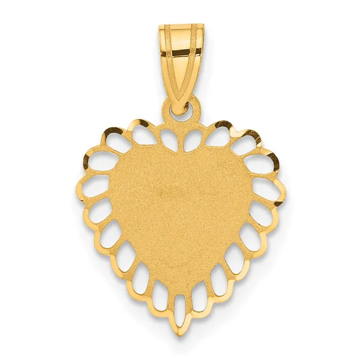 Goldia 14k Yellow Gold Polished Border Heart Pendant Necklaces