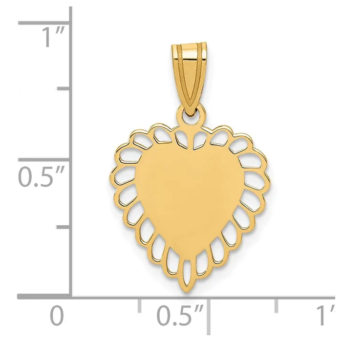 Goldia 14k Yellow Gold Polished Border Heart Pendant Necklaces